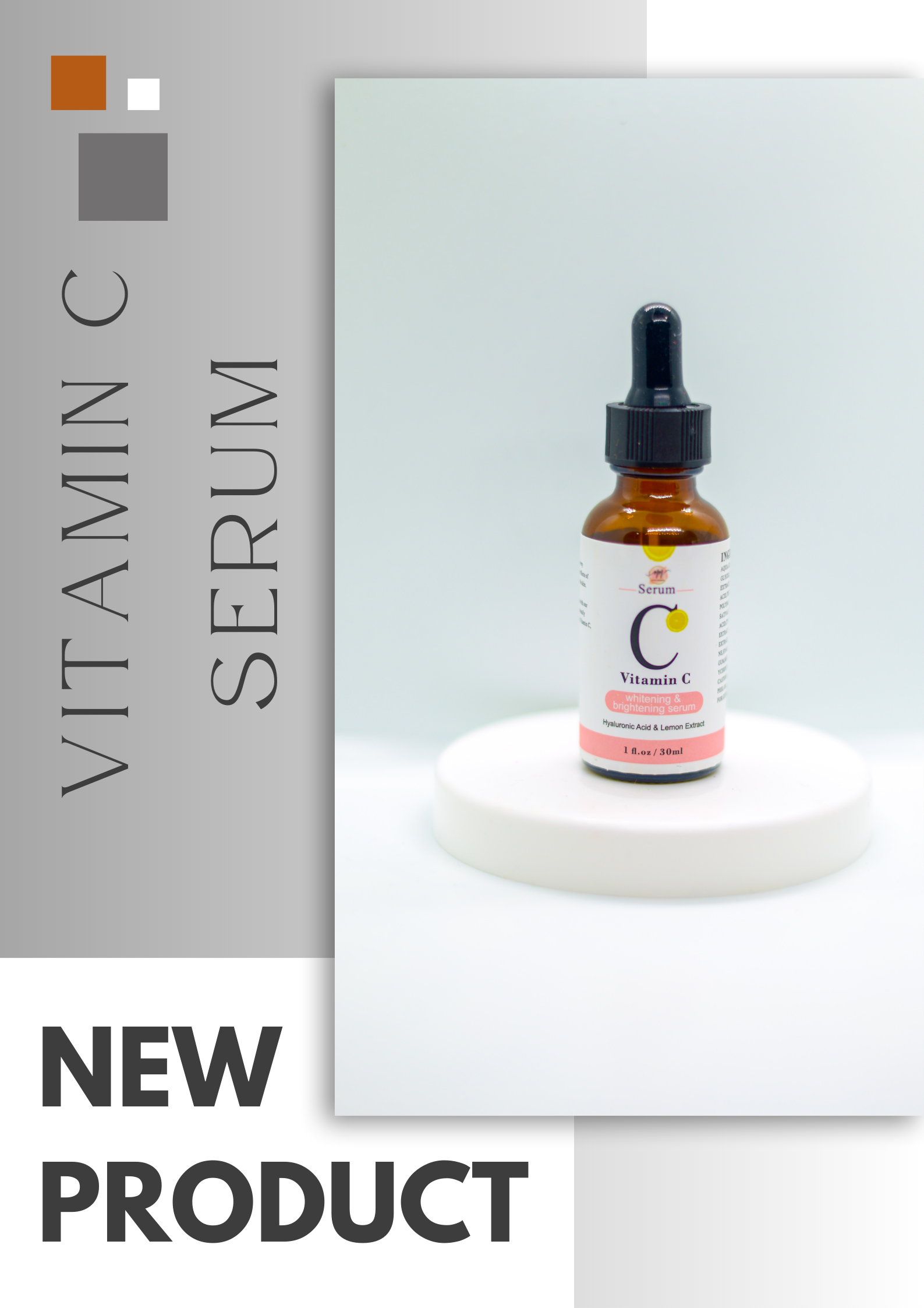 White Grey Simple New Product Beauty Serum Poster